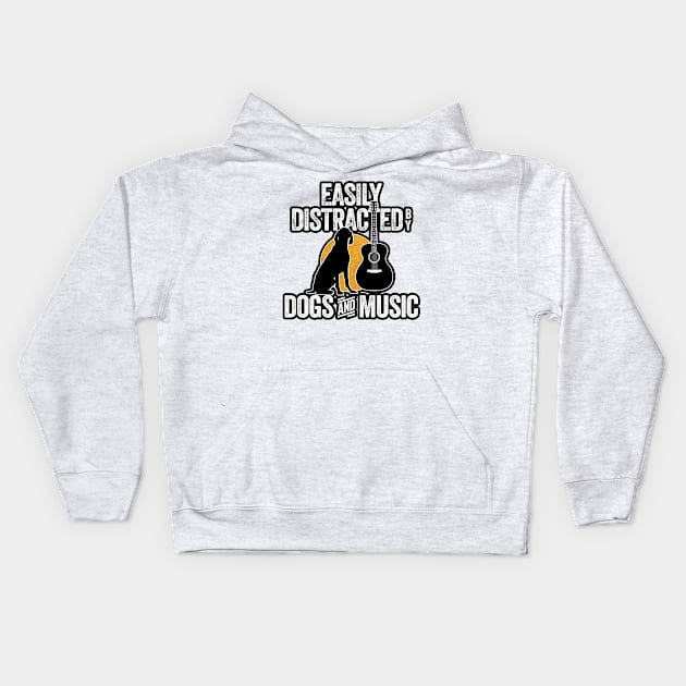 Easily Distracted by Dogs and Music Kids Hoodie by eBrushDesign